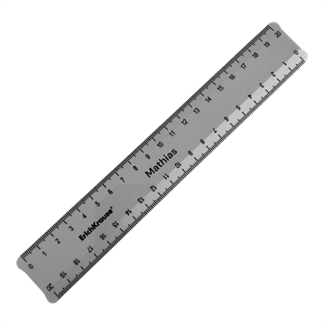 Hvid lineal med navn - 20 cm